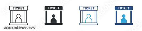 Konstfotografi Ticket booth icon set