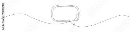 Minimalist speech bubble in a continuous line drawing style, single line illustration of a message icon, modern one stroke line drawing of a talk box with an unbroken linear form and clean contour.