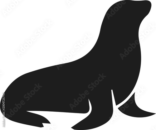 Fotografie Sea lion silhouette vector isolated