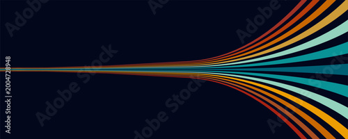 Abstract background of rainbow groovy Wavy Line design in 1970s Hippie Retro style. Vector pattern ready to use for cloth, textile, wrap and other.