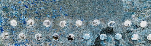 Bilde på lerret Texture old weathered worn messy obsolete dirty barbecue round cold blue color h