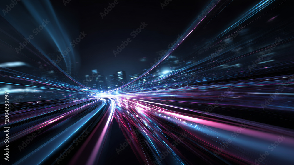 Obraz premium 3D Rendering of abstract fast moving lines. High speed motion blur. Concept of leading in business, Hi tech products, business plan, goals and achievement, advanced technology evolution