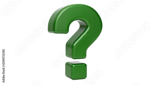 Tableau sur toile Shiny green question mark symbol, isolated on transparent background