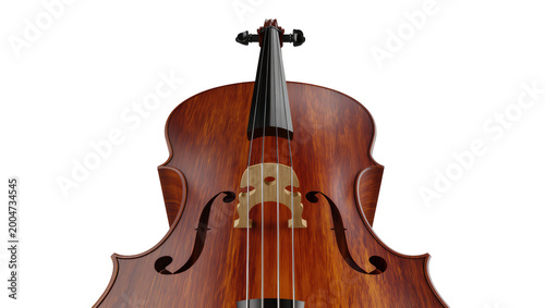 Slika na platnu Detailed cello with wooden body and black strings, isolated on transparent backg