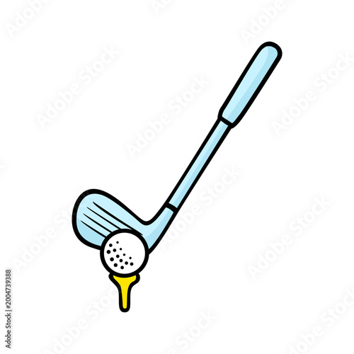 illustration of a fork and spoon, golf stick and ball