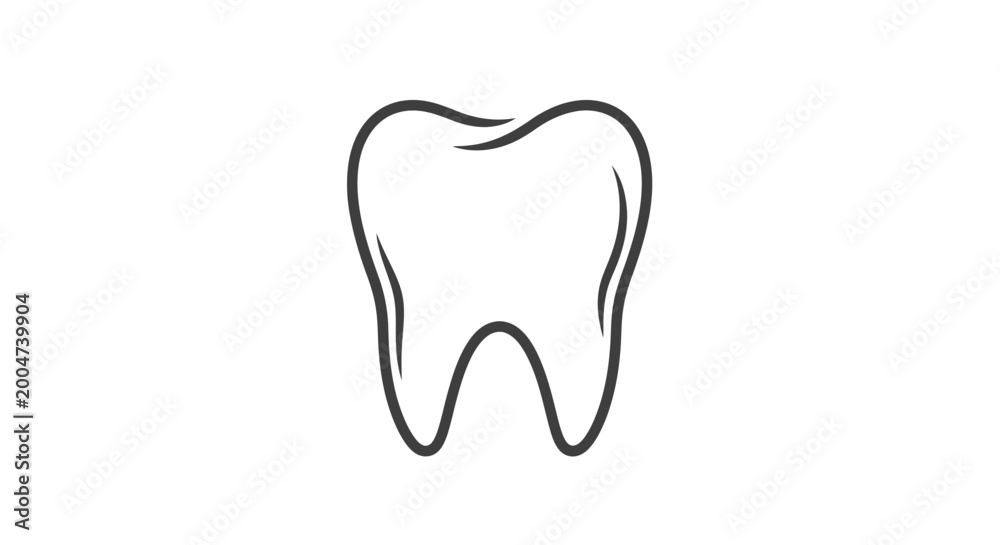 Obraz premium Tooth Outline Icon – Minimal Dental Care Line Vector Illustration