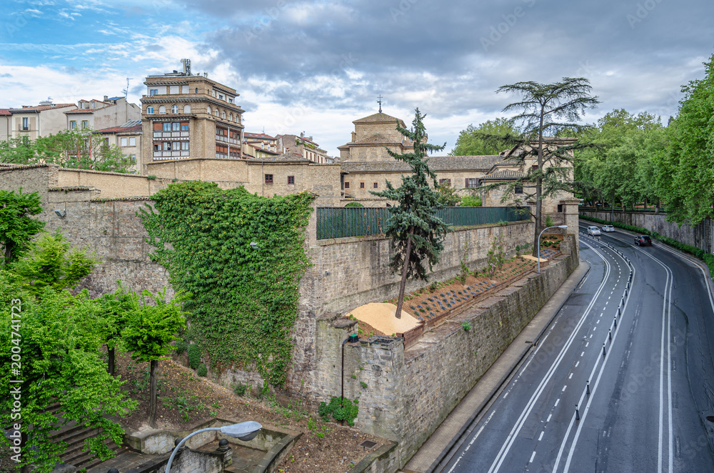 Fototapeta premium Architecture in the historic old town of Pamplona, Spain