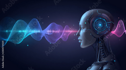vector illustration of smart voice assistant technology artificial intelligence concept, audio wave background.