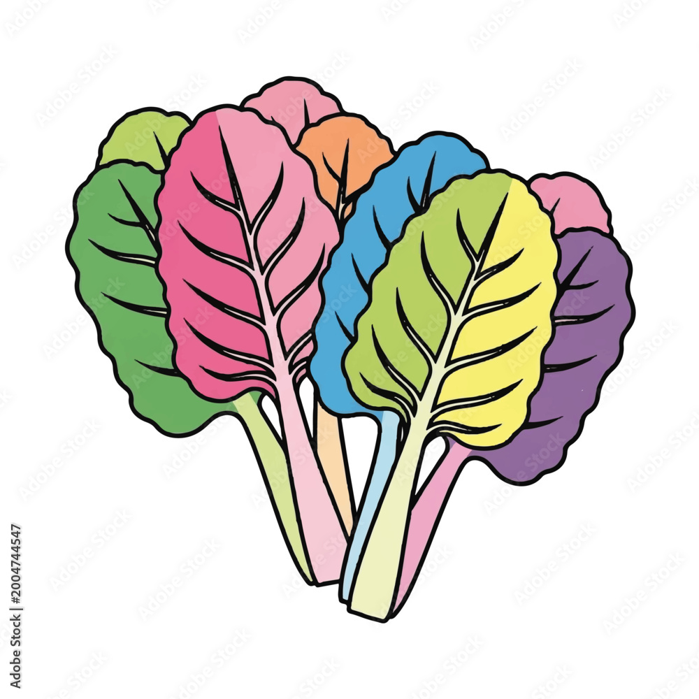 Naklejka premium Colorful leafy greens vegetable bunch.