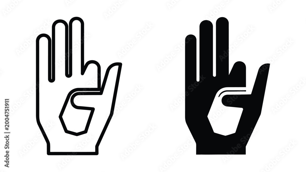 Obraz premium Hand sign letter g with fingers up vector illustration