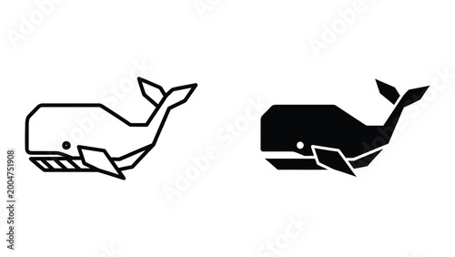 Photos Minimal black and white whale vector icons
