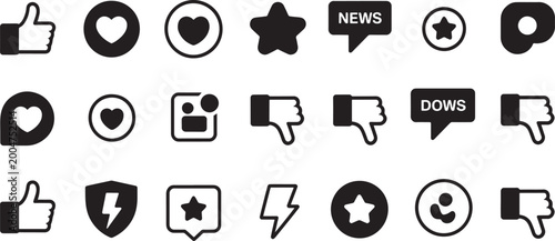 social media reaction icons set, notification symbols