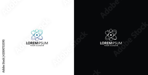 Foto atom icon vector design logo, logo, symbol