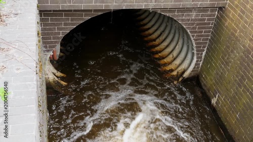 Water discharge. Ecology and environment pollution concept. Outdoors