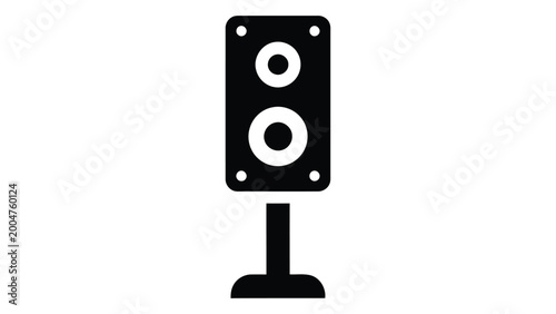 Floor standing speaker unit icon, audio equipment symbol, vector illustration isolated on white background