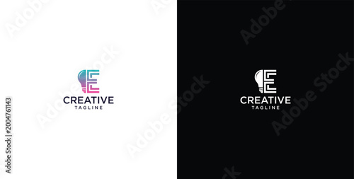 Fotografia smart bulb tech logo design, creative idea, digital logo technology, initial log
