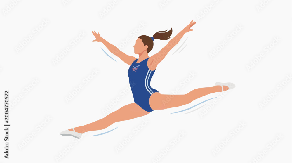 Fototapeta premium A gymnast performs a perfect split leap, embodying grace, athleticism, and the dedication of a champion in the realm of sports and art.