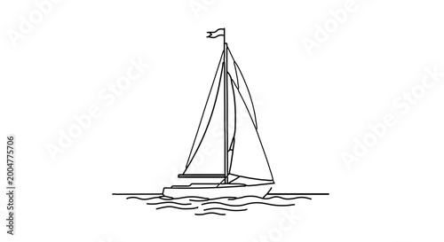 Simple line drawing of a sailboat on the water