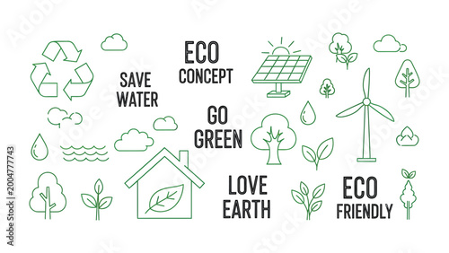 Φωτογραφία Eco-Friendly Icons: A visually engaging arrangement of eco-friendly symbols, each representing vital aspects of environmental protection and sustainability