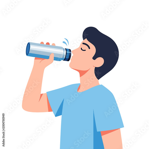 Cuadro en lienzo Man drinking from water bottle 1.