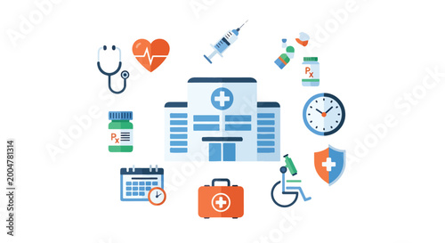 Medical Health Care Icons Illustration.