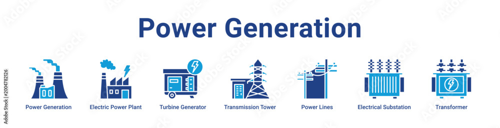 Obraz premium Power Generation web Icon Banner and Collection