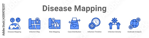 Disease Mapping web Icon Banner and Collection