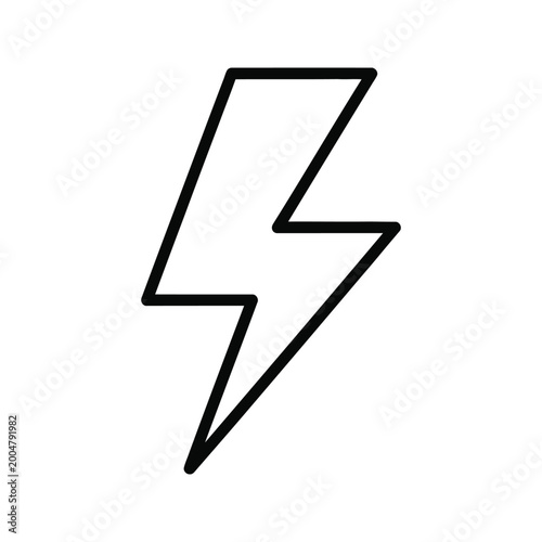 Simple line art icon of a lightning bolt, representing energy, power, speed, or electricity.