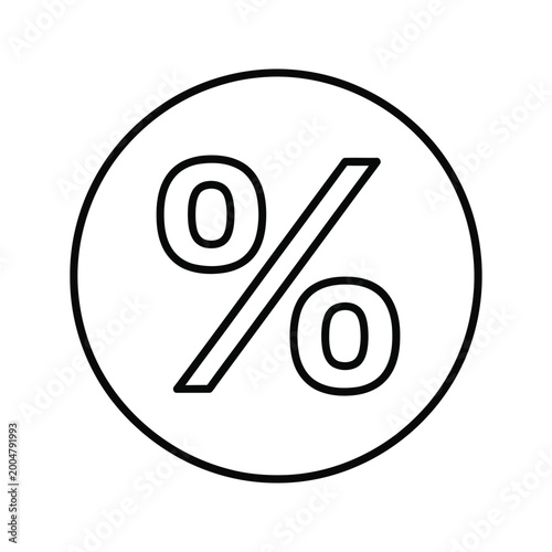 Percentage symbol icon in a circle, clean line art for finance, sales, and discount concepts.