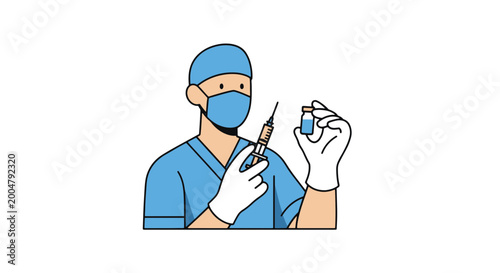 Bild auf Leinwand Nurse Holding Syringe and Vaccine for Nurse Day