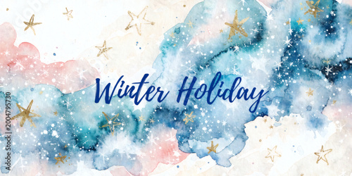 Winter Holidays 2027 Watercolor Festive Greeting Card Illustration
