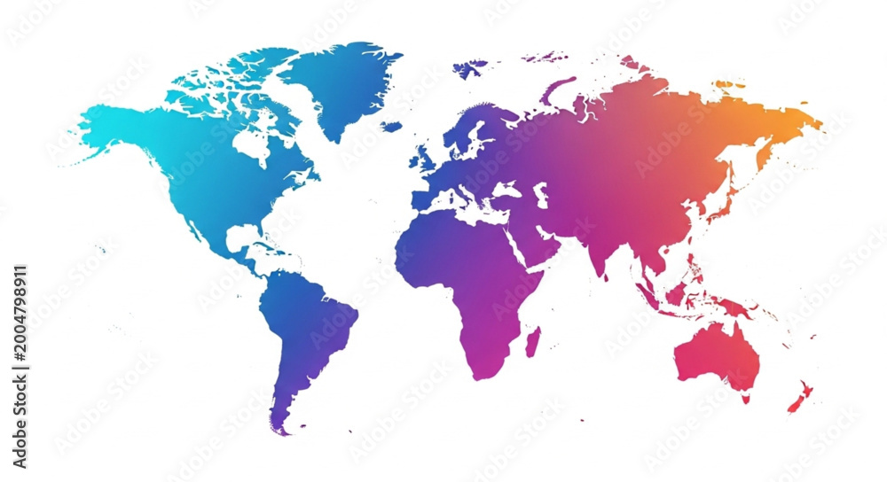 Fototapeta premium Colorful World Map Abstract Geometric Design.