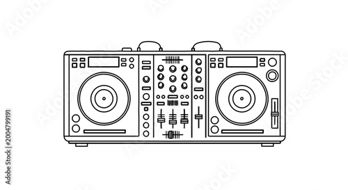 Dj controller line art icon