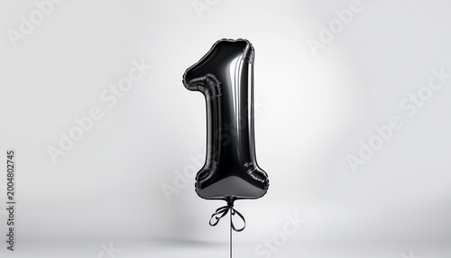 black number one metallic foil party balloon