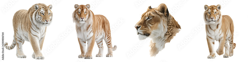 Obraz premium Tiger and Lion Illustrations Collection on White Background