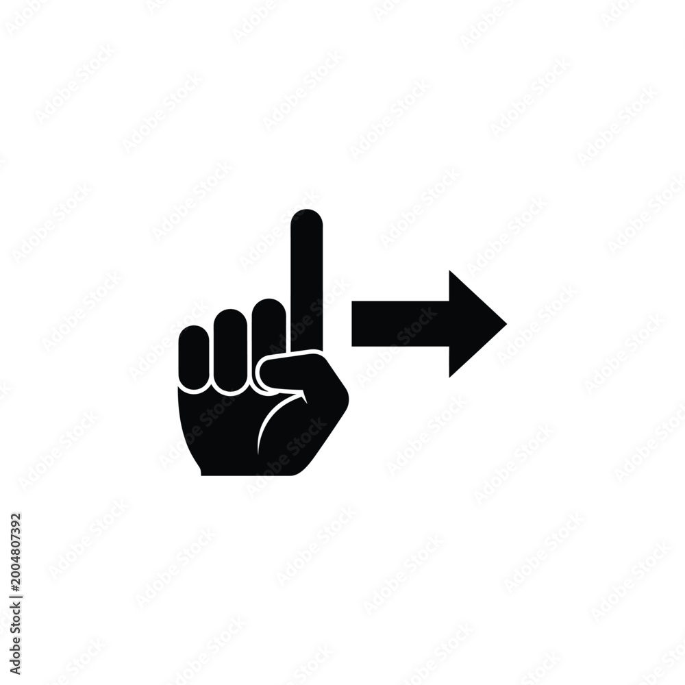Fototapeta premium A hand pointing to the right with index finger extended and arrow