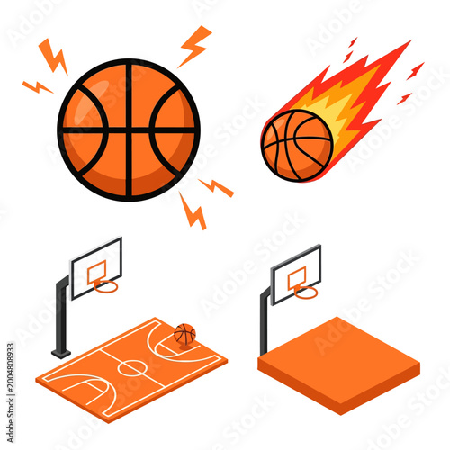 Basketball Sports Element Vector Set