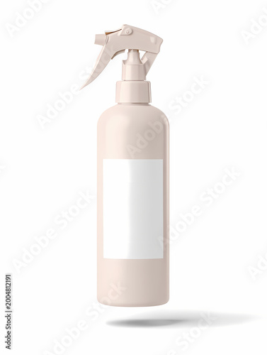 Beige spray bottle mockup with blank label