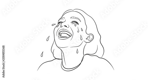 Foto Woman Crying Tears of Joy Laughing Emotionally.