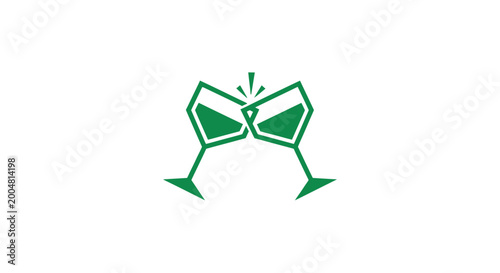 Canvas Print Green Cocktail Glasses Icon Symbol.