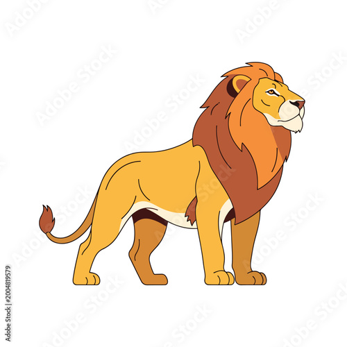 Schilderij op canvas Cartoon lion with big mane standing 1.