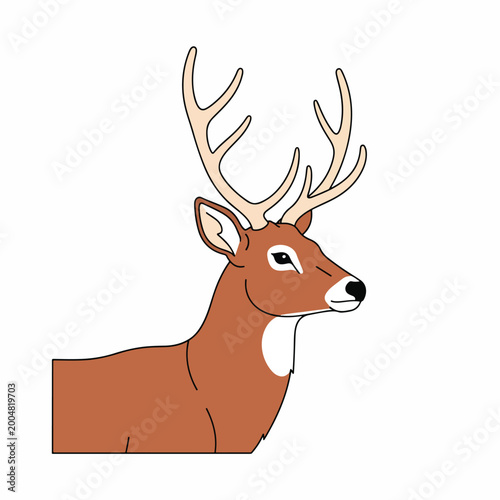 Buck Deer with Large Antlers Profile.