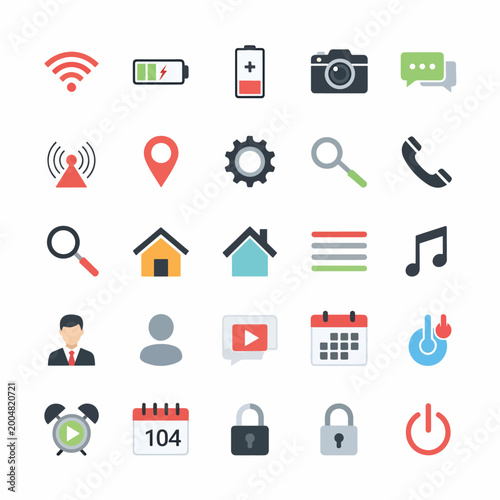 Collection of various technology icons.