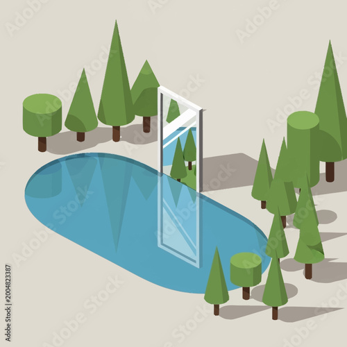 Foto Reflection of trees in a pond.
