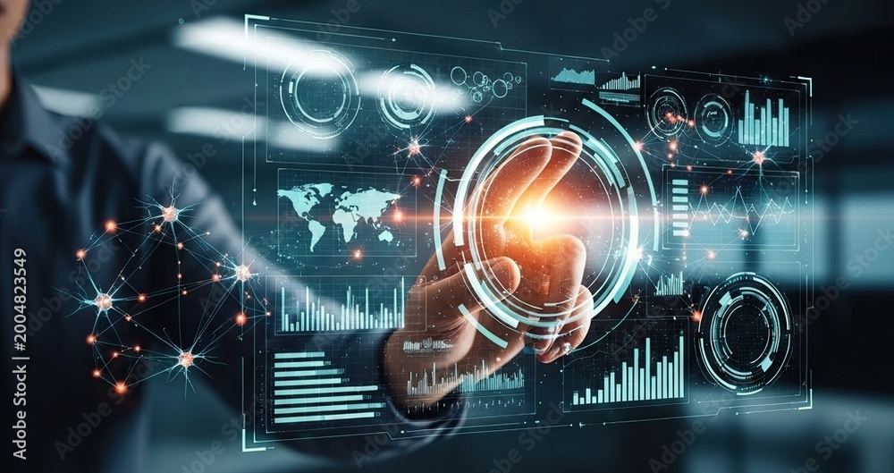 Fototapeta premium Navigate the complexities of global data with an intuitive and powerful futuristic interface.