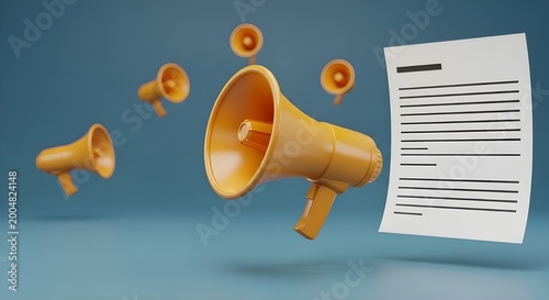 Megaphones and a document represent announcements and effective communication.