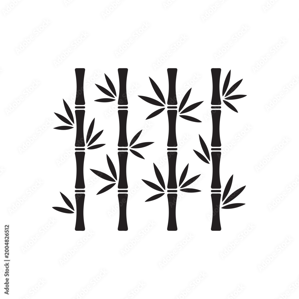 Obraz premium Black bamboo plant illustration with leaves