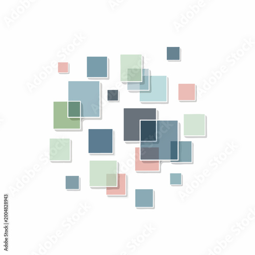 Colorful squares in different sizes.