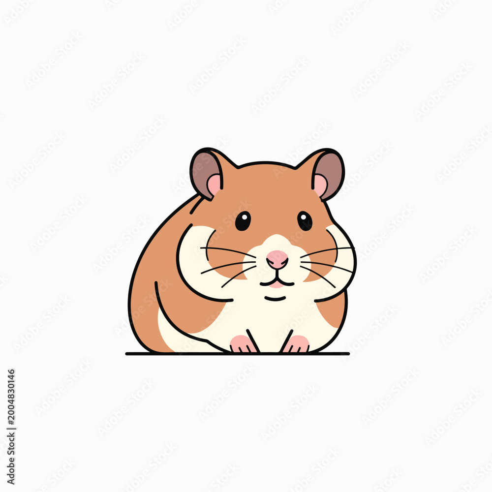Fototapeta premium Cute Cartoon Hamster Face Closeup.