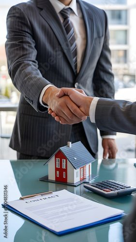 Real Estate Agent Shaking Hands With Client Over Property Contract Agreement Home Sale And Investment Deal